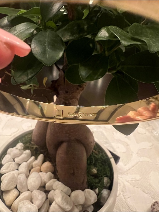 Tory Burch White Enamel Floral Hinged Bangle with Gold-Tone Accents main image 7